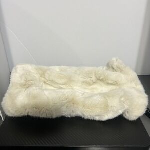 Vintage  Faux Fur Muff Hand Warmer‎ Rich Cream Color Fabric Lining w/ Drawstring